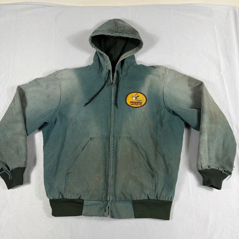 Thrashed Faded Jacket Sun Distressed Workwear Zip Hoodie‎ Grunge Skate XL
